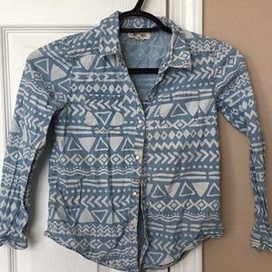 Girls Aztec print button up